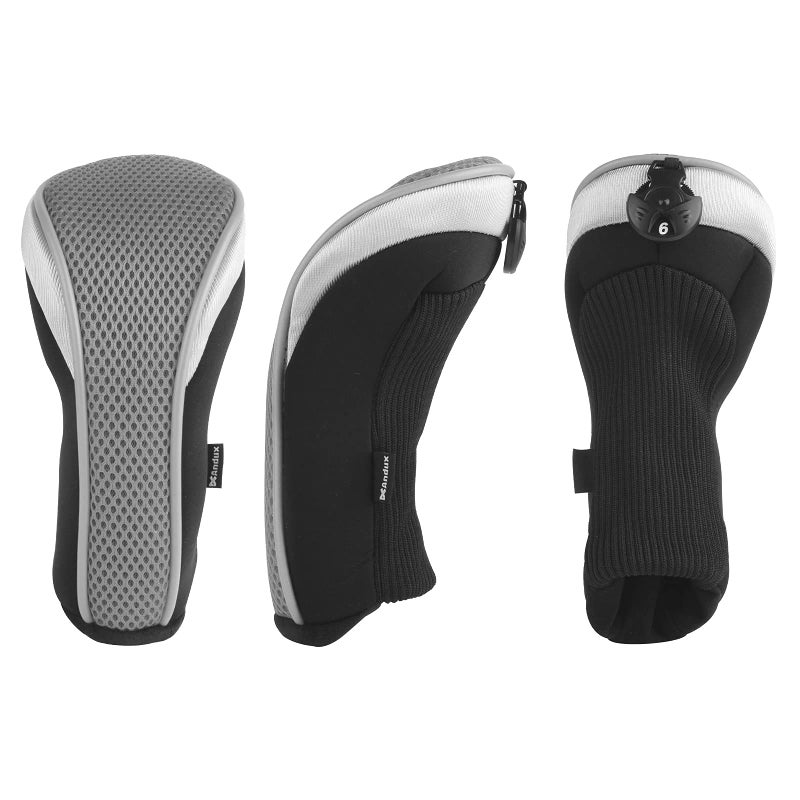 Andux Golf Hybrid Club Head Covers with Dial No. Tag Pack of 3 (All The Same Size) Black/Grey - Image 3